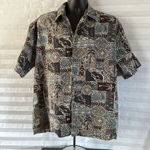 Pierre Cardin Casual Hawaiian Print Button-Down Shirt Size XL Men's Summer Top